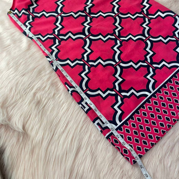 Crown & Ivy High Neck Halter Shift Mini Dress Geo Pink Navy - Size Small EUC - Picture 10 of 11